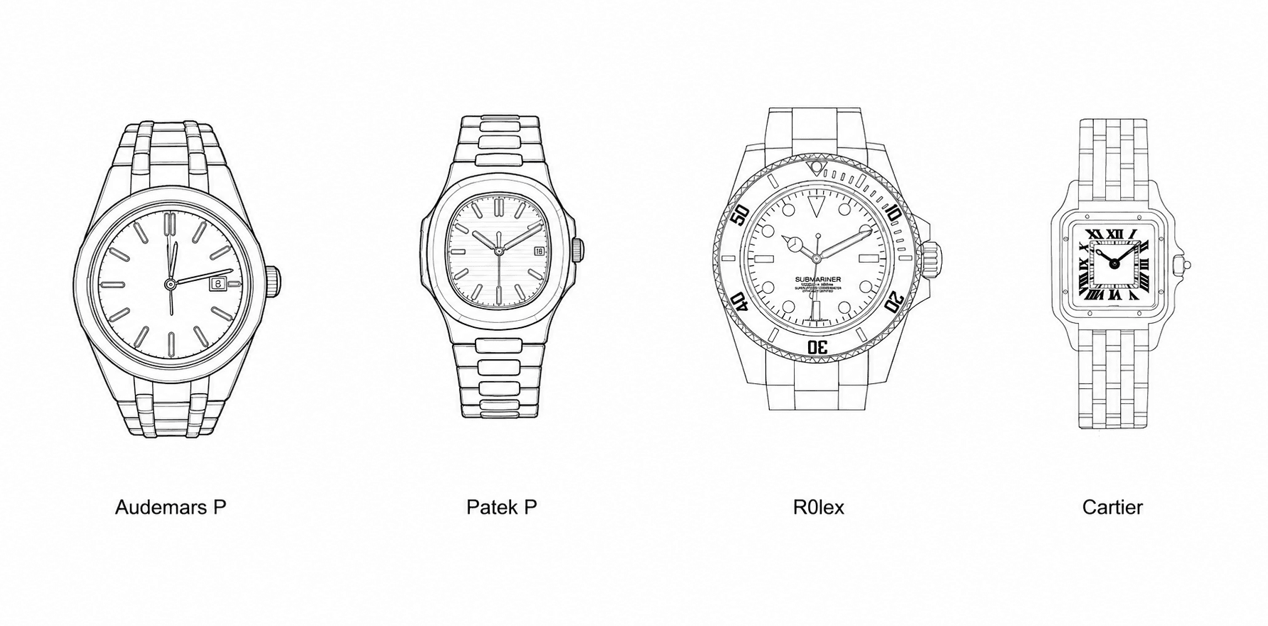 Audemars Piguet, Patek Philippe, Rolex, and Cartier watch collection